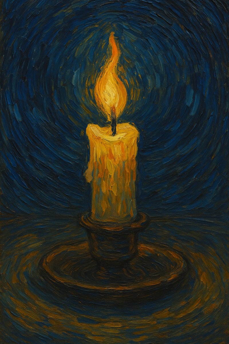 Van Gogh-style candle